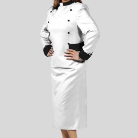 White Clergy Dress with Black Designer Button Style