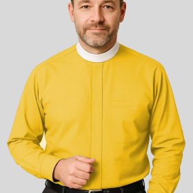 Radiant Gold Neckband Clergy Shirt Sign of Honor & Faith