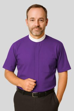Neckband Clergy Shirt Purple