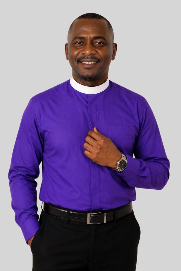 Neckband Roman Purple Clergy Shirt for Bishop