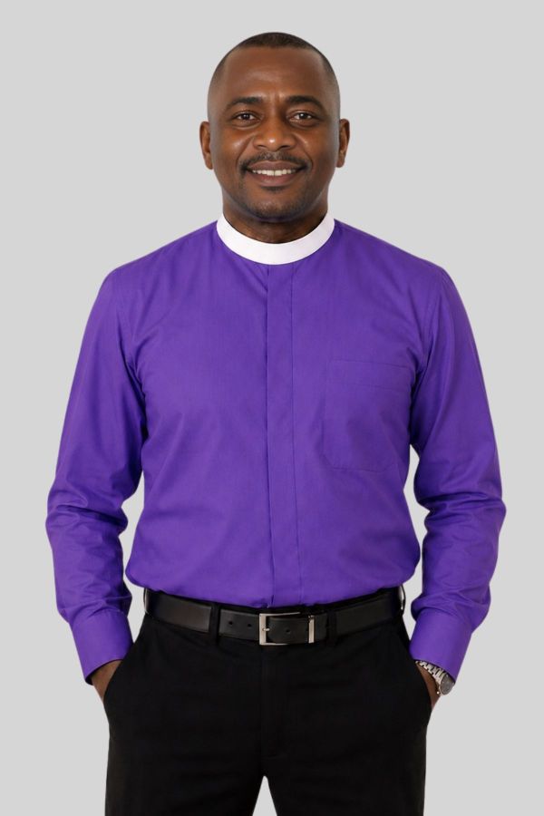Neckband Roman Purple Clergy Shirt for Bishop