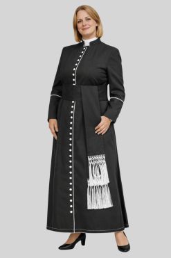 Pastoral Black Cassock with White Trim for Women