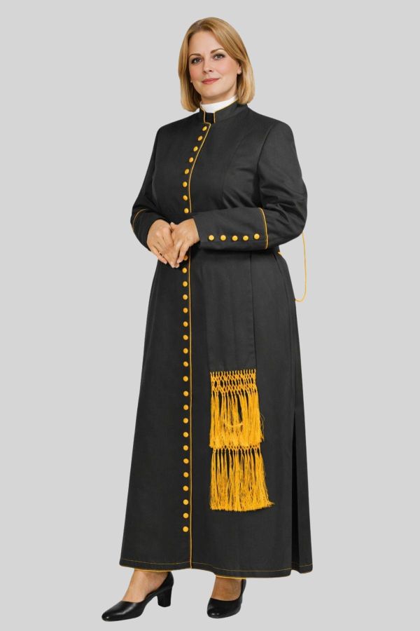 Pastoral Black Cassock with Golden Trim for Women