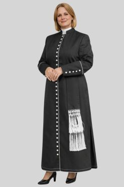 Pastoral Black Cassock with White Trim for Women