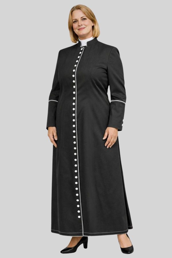 Pastoral Black Cassock with White Trim for Women