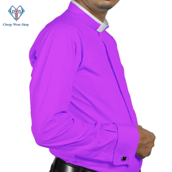 Purple Collar Shirt | Clerical Shirt Fuchsia For Men