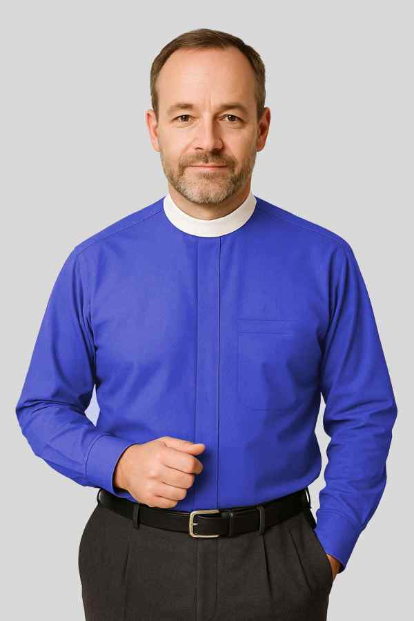 Royal Blue Neckband Clergy Shirt