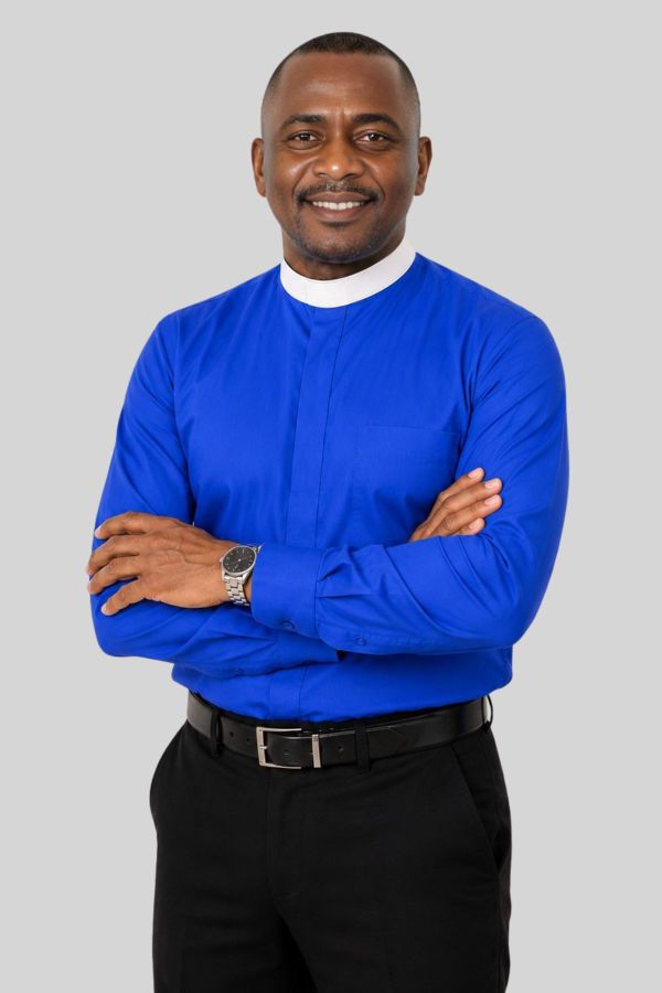 Royal Blue Neckband Clergy Shirt for Bishops