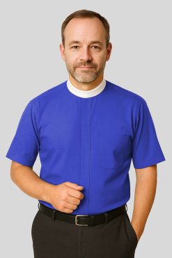 Royal Blue Neckband Clergy Shirt