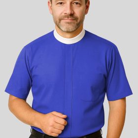 Tailored Neckband Style Royal Blue Clergy Shirt