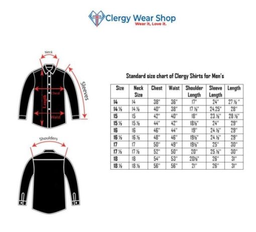 Clergy Shirt Size Chart Mens