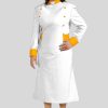 White Clergy Dress with Golden Designer Buttons