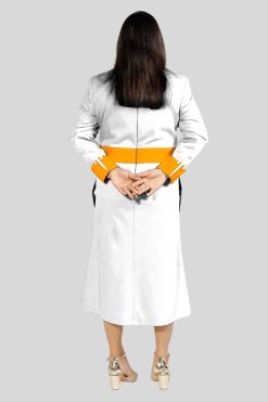 White Clergy Dress with Golden Designer Buttons