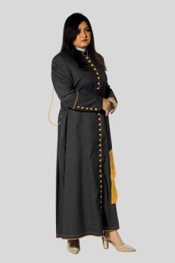 Women Clergy Robe Black with Gold Trim & 33 Button