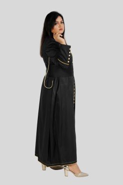 Women Clergy Robe Black with Gold Trim & 33 Button