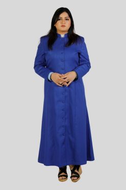 Women Clergy Robes Blue Royal with Tropical Fabric