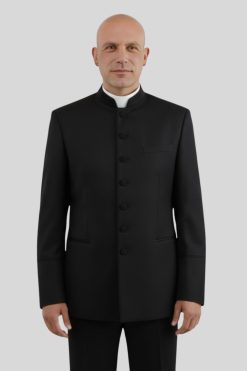 Black Clergy Jacket with Black Piping for Clergy Services