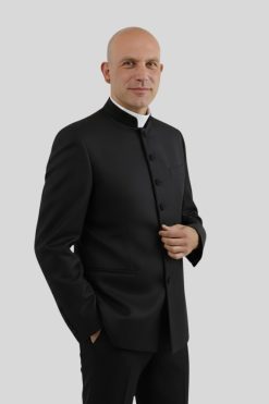 Black Clergy Jacket with Black Piping for Clergy Services