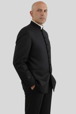 Black Clergy Jacket with Black Piping for Clergy Services