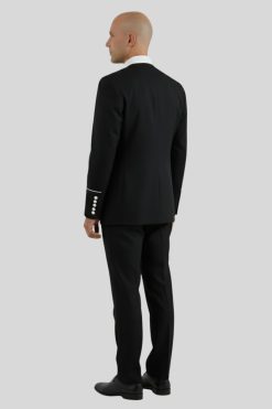 Chic Black Clergy Jacket White Piping Seven Buttons