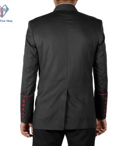 Clergy Jackets Black Double Breast Frock (Red Trim)