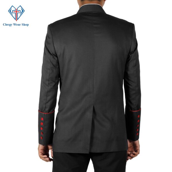 Clergy Jackets Black Double Breast Frock (Red Trim)