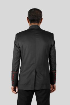 Clergy Jackets Black Double Breasted with Red Trim