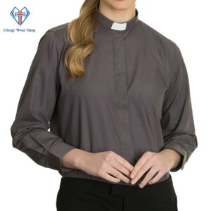Women Clergy Shirts Grey