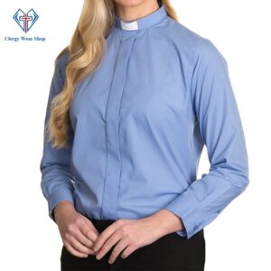 Women Clergy Shirts Light Blue