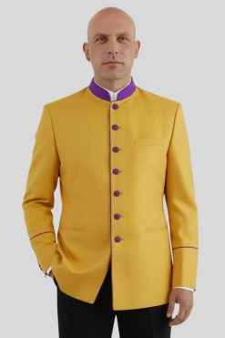 Golden Clergy Jacket Seven Button for Pastors and Clergy
