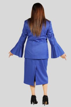 Ladies Church Suits Blue with Golden Trim for Women