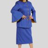 Ladies Church Suits Blue with Golden Trim for Women