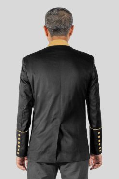 Men’s Black Clergy Jacket Gold Trim Seven Button Style