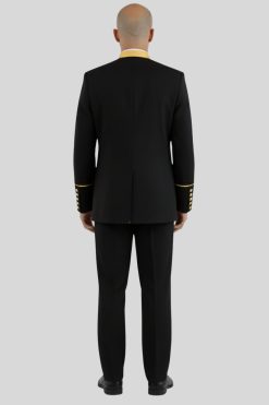 Men’s Black Clergy Jacket Gold Trim Seven Button Style