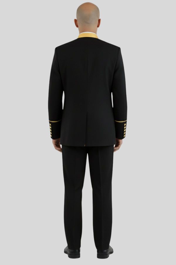 Men’s Black Clergy Jacket Gold Trim Seven Button Style