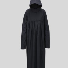 Monastic Black Hooded Robe Full Pleated Design