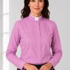 Pink Grace Clergy Shirt for Female Ministers with Tonsure Collar