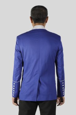 Seven Button Blue Clergy Jacket with White Piping