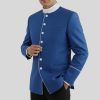 Royal Blue Clergy Jacket White Piping Church Attire