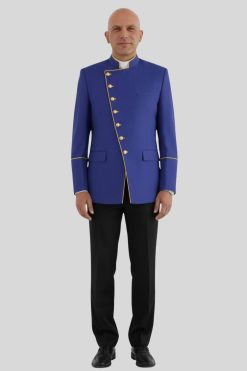 Stylish Blue Clergy Jacket with Gold Highlights