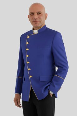 Stylish Blue Clergy Jacket with Gold Highlights