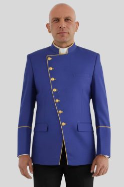 Stylish Blue Clergy Jacket with Gold Highlights