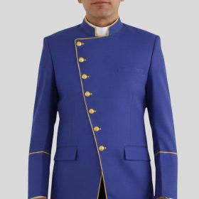 Stylish Blue Clergy Jacket with Gold Highlights