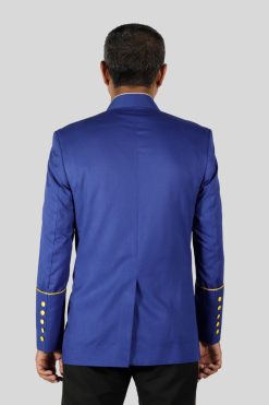 Stylish Blue Clergy Jacket for Men with Gold Highlights