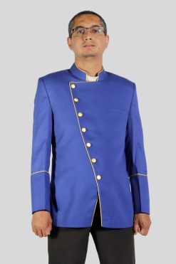 Stylish Blue Clergy Jacket for Men with Gold Highlights