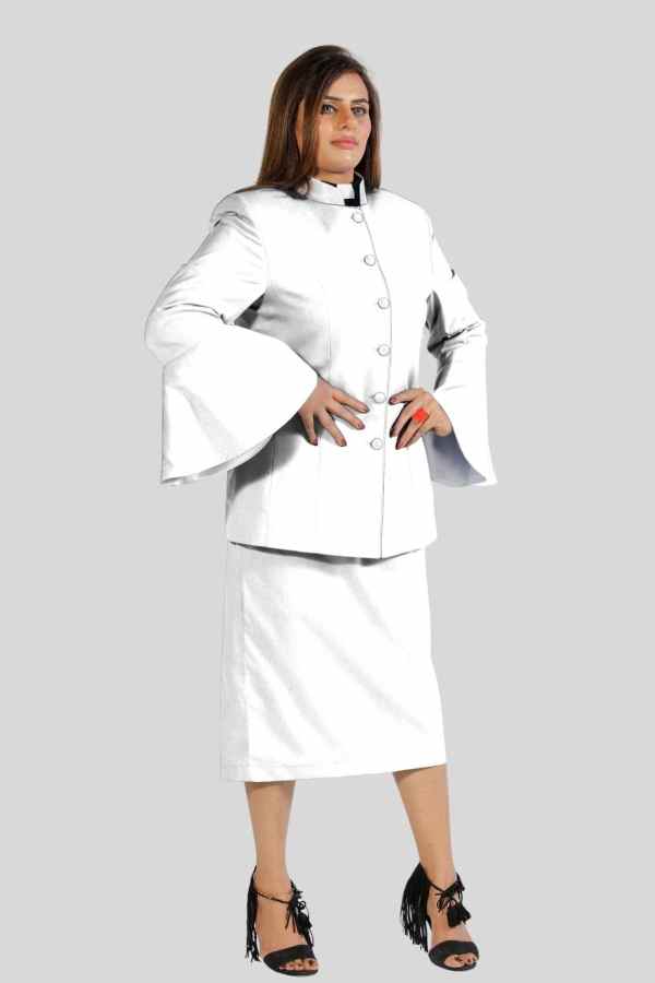 Women's Church Suits White with Flared Sleeves