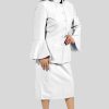 Women's Church Suits White with Flared Sleeves