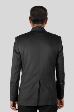 Classic Black Clergy Jacket with Tone on Tone Look