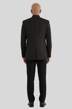 Classic Black Clergy Jacket with Tone on Tone Look