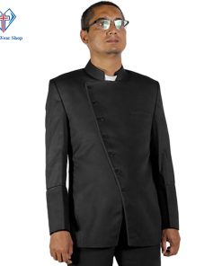 Classic Black Double-Breasted Clergy Jacket for Men